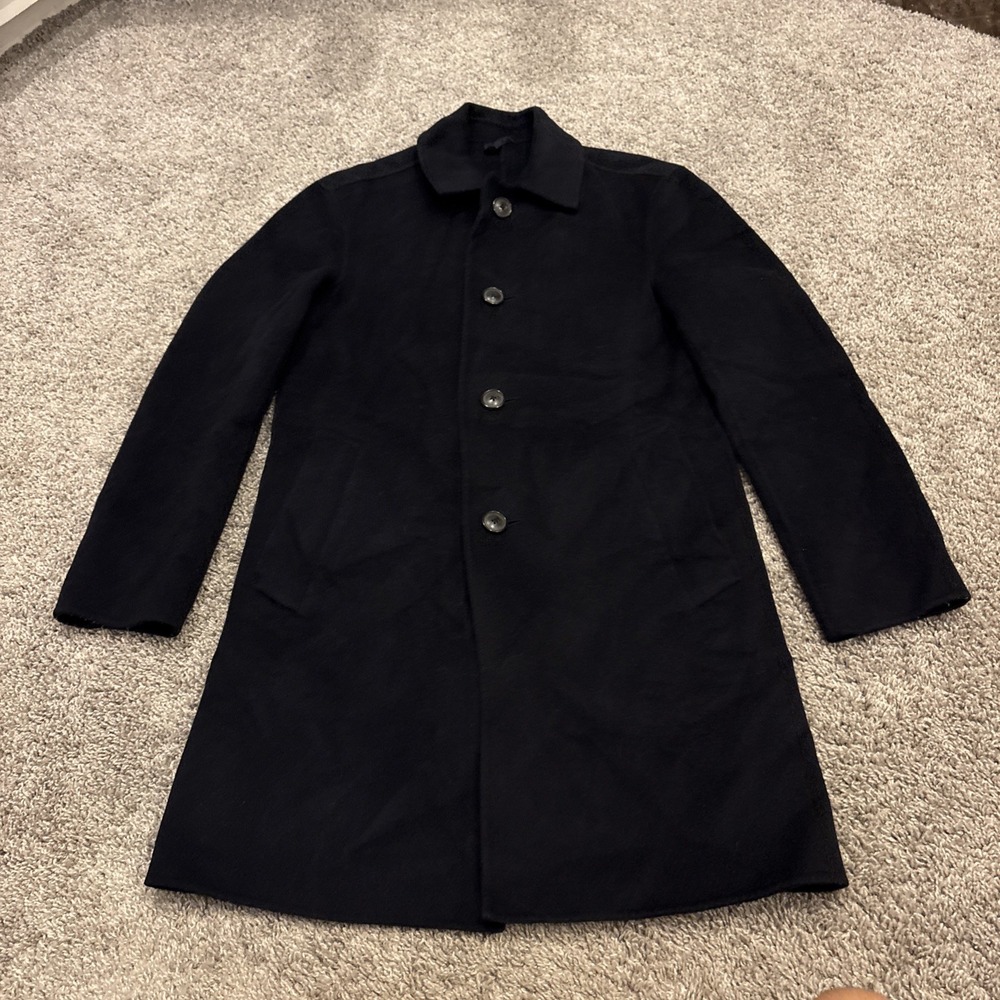 BANANA REPUBLIC Mens XS Navy Blue Wool Blend Splitable Car Coat Jacket Soft